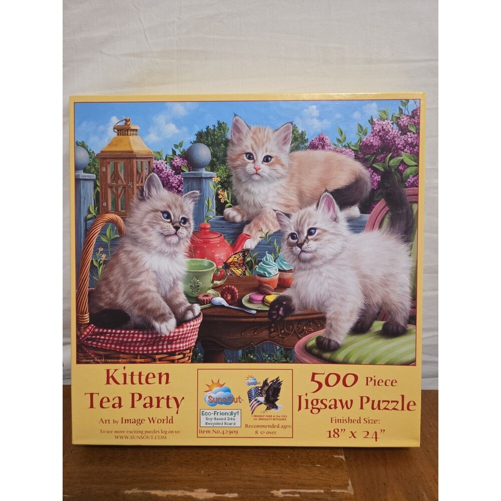 SunsOut Autumn Kitten Tea Party 500 Piece Jigsaw Puzzle # 42909 by Image World
